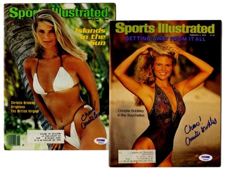 (2) Christie Brinkley Signed Sports Illustrated Magazines 